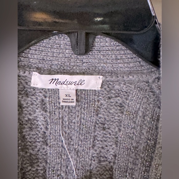 NWT Madewell Women’s Cable Knit Cropped Cardigan in Heather Graphite - Picture 10 of 12